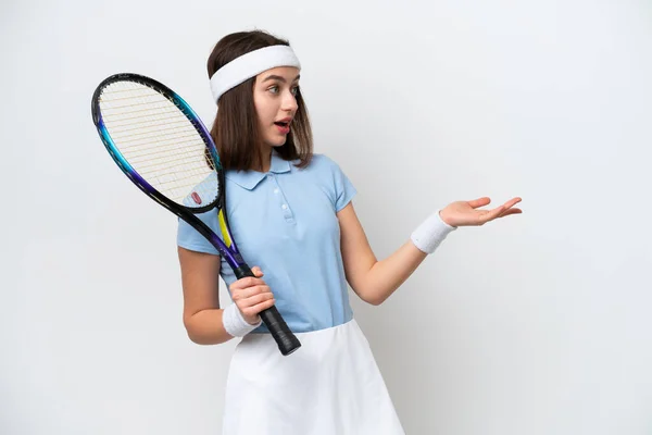 Young Ukrainian Tennis Player Woman Isolated White Background Surprise Expression — ストック写真