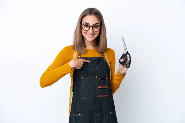 Young Caucasian Sewing Box Woman Isolated White Background Surprise Facial — ストック写真