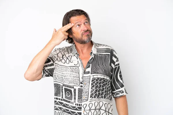 Senior Dutch Man Isolated White Background Problems Making Suicide Gesture — Foto Stock