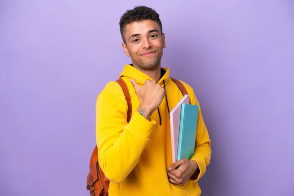 Young Student Brazilian Man Isolated Purple Background Proud Self Satisfied — 스톡 사진