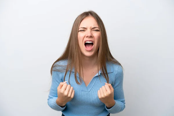 Young Lithuanian Woman Isolated White Background Frustrated Bad Situation — ストック写真