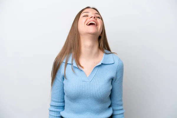 若いリトアニア人女性は白地に孤立した笑い — ストック写真