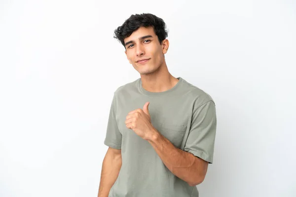 Young Argentinian Man Isolated White Background Proud Self Satisfied — Stock Photo, Image
