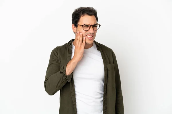 Caucasian Handsome Man Isolated White Background Toothache — Stockfoto