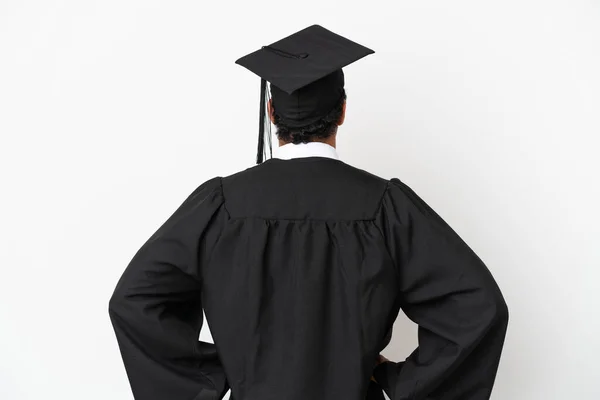 Young University Graduate Isolated White Background Back Position — Stock Photo, Image