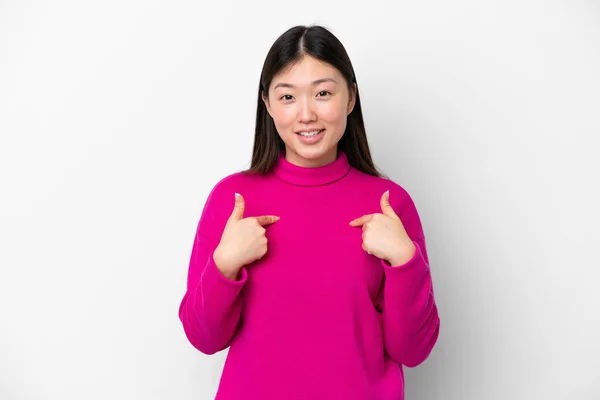 Young Chinese Woman Isolated White Background Surprise Facial Expression — ストック写真