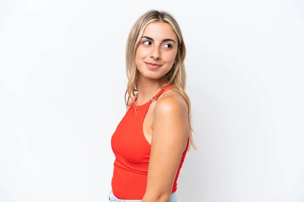 Junge Kaukasische Frau Isoliert Auf Weißem Hintergrund Porträt — Stockfoto