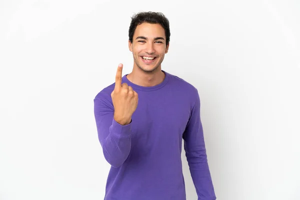 Caucasian Handsome Man Isolated White Background Doing Coming Gesture —  Fotos de Stock