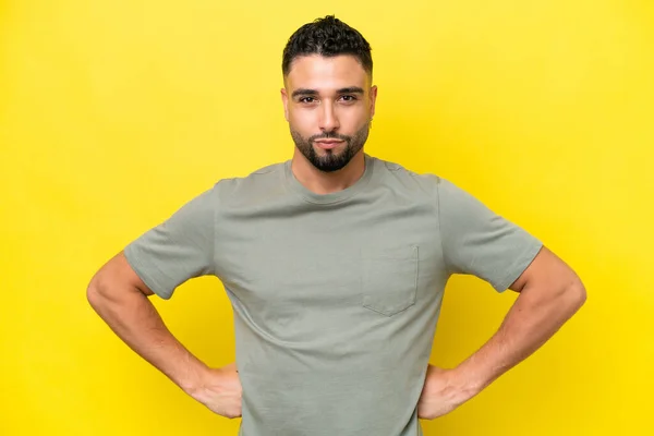 Young Arab Handsome Man Isolated Yellow Background Angry — Fotografia de Stock