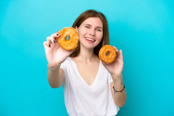 표정으로 도넛을 배경에 고립된 — 스톡 사진