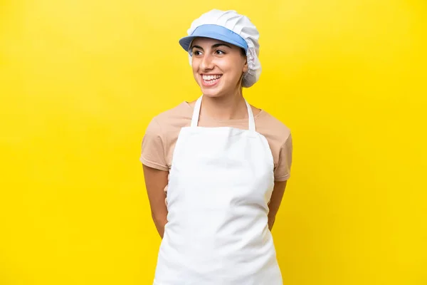 Fishwife Woman Isolated Background Looking Side — Stock Photo, Image