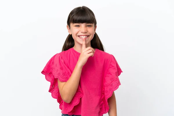 Little Caucasian Kid Isolated White Background Showing Sign Silence Gesture — ストック写真