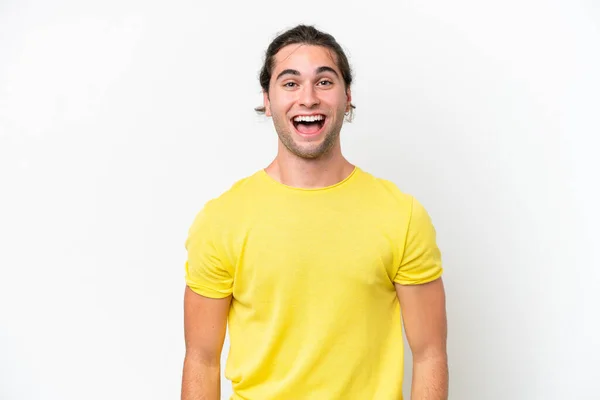 Caucasian Handsome Man Isolated White Background Surprise Facial Expression — 스톡 사진