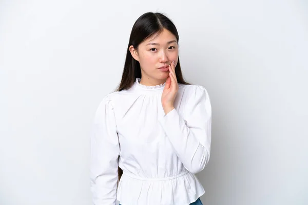 Young Chinese Woman Isolated White Background Thinking — Foto Stock