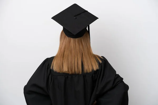 Young University Graduate English Woman Isolated White Background Back Position — Foto Stock