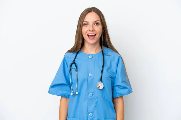 Young Surgeon Doctor Lithuanian Woman Isolated White Background Surprise Facial — Stock Photo, Image