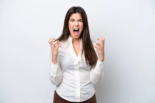 Young Brazilian Woman Isolated White Background Frustrated Bad Situation — ストック写真