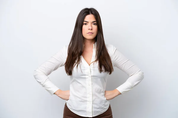 Young Brazilian Woman Isolated White Background Angry — Fotografia de Stock