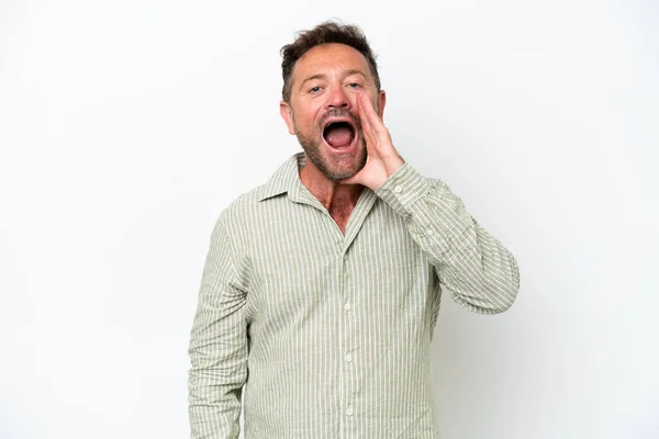Middle Age Caucasian Man Isolated White Background Surprise Shocked Facial — Stock Photo, Image
