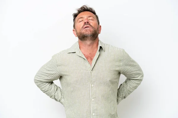 Middle Age Caucasian Man Isolated White Background Suffering Backache Having — Foto de Stock