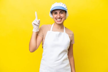 Balıkçı kadının izole edilmiş arka planı harika bir fikre işaret ediyor.