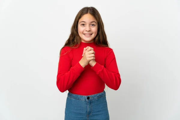 Menina Sobre Isolado Fundo Branco Rindo — Fotografia de Stock