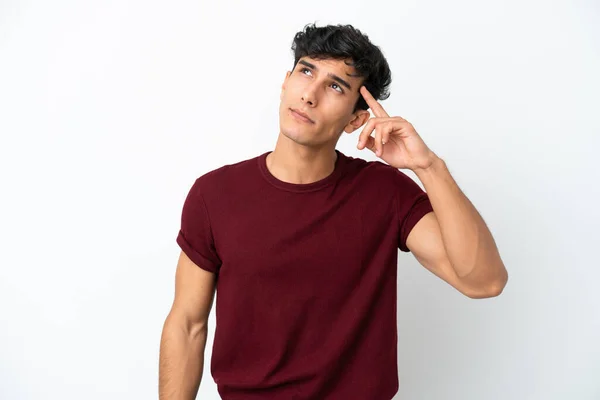 Young Argentinian Man Isolated White Background Making Gesture Madness Putting — Stock Photo, Image
