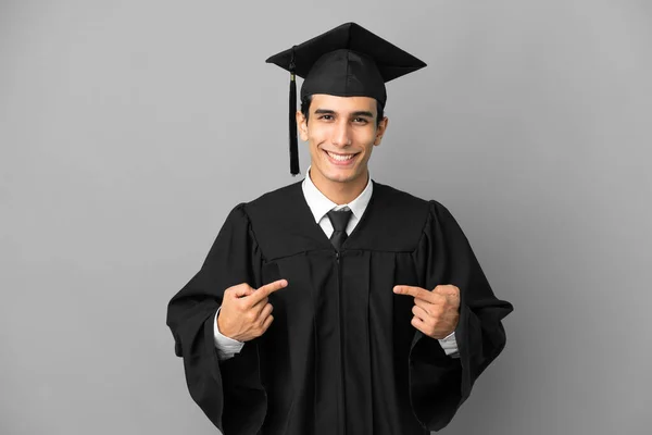 Young Argentinian University Graduate Isolated Grey Background Surprise Facial Expression — Stock Photo, Image
