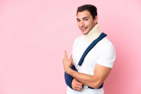 Jonge Blanke Man Met Gebroken Arm Het Dragen Van Een — Stockfoto