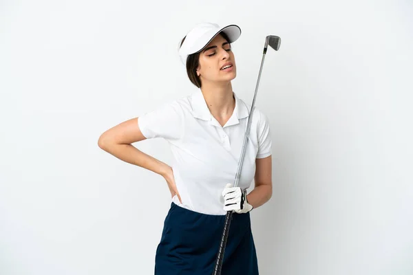 Guapo Joven Jugador Golf Mujer Aislada Sobre Fondo Blanco Que — Foto de Stock