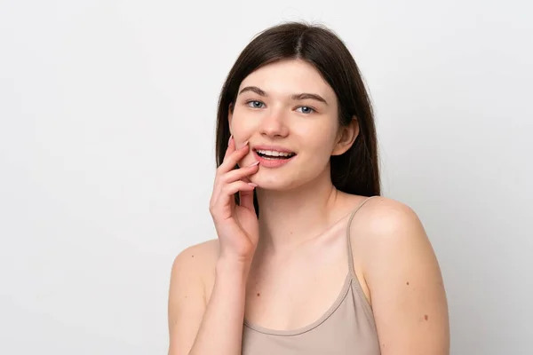 Joven Mujer Rusa Bonita Aislada Sobre Fondo Blanco Retrato —  Fotos de Stock