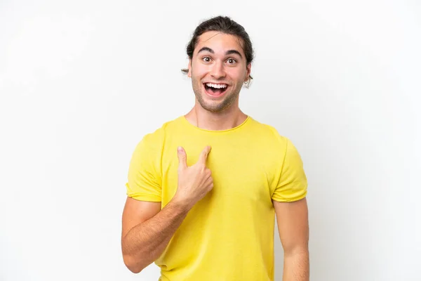 Caucasian Handsome Man Isolated White Background Surprise Facial Expression — Stock Photo, Image