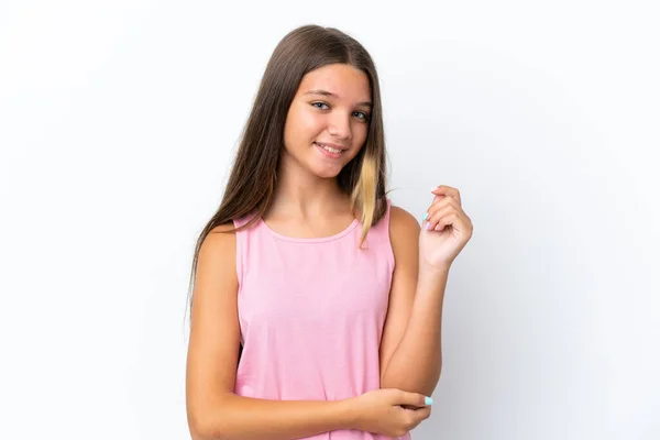 Little Caucasian Girl Isolated White Background Laughing — Stock Photo, Image