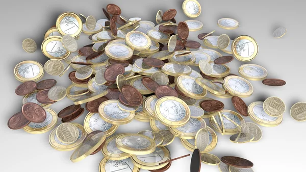 Бросьте монеты евро — стоковое фото