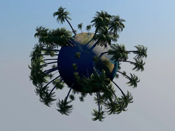 Mini planeet en palmbomen — Stockfoto