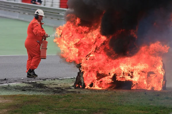 TROFIA DI MEGANE EUROCUP. Auto in fiamme — Foto Stock