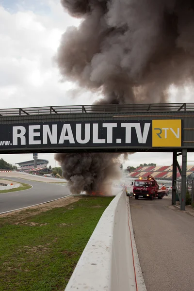 EUROCUP MEGANE TROPHY. Carro em chamas — Fotografia de Stock