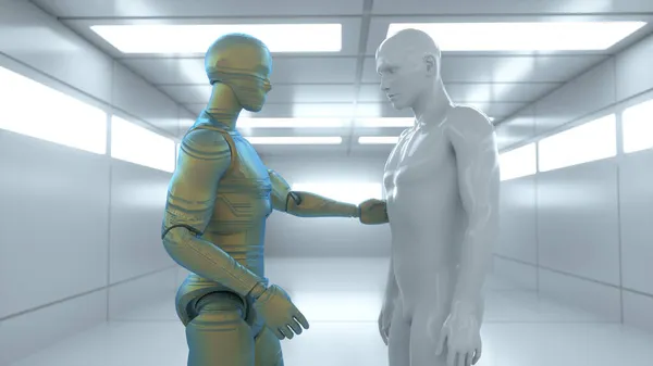 Renderowanie Figury Humanoidów Scena Sycyficzna — Zdjęcie stockowe