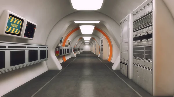 Boyutlu Görüntüleme Gelecekçi Koridor Tasarımı — Stok fotoğraf