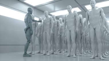 3 boyutlu görüntüleme. İnsansı figürler ve sicifi sahnesi