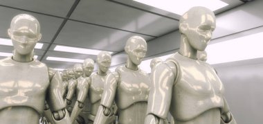 3 boyutlu görüntüleme. İnsansı figürler ve sicifi sahnesi