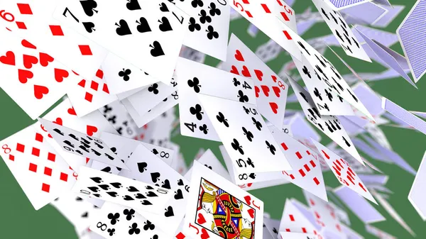 Rendering Poker Cards Falling — Stock Photo, Image