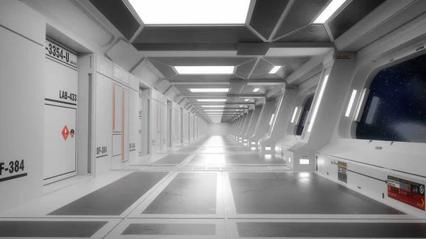 3D渲染 未来派走廊室内设计 — 图库照片