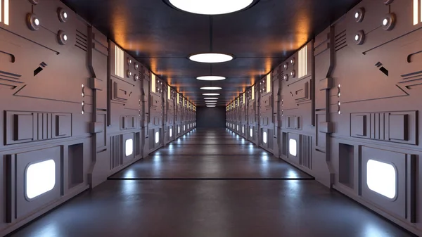 Weergave Futuristische Corridor Interieur Ontwerp — Stockfoto