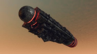 3 boyutlu görüntüleme. UFO uzay gemisi kavramı