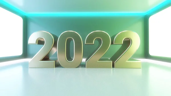 3D渲染 2022年文本庆祝背景 — 图库照片