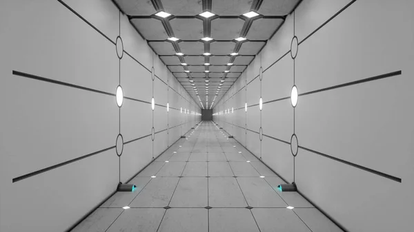 Render Futuristic Hallway Concept Modern Architecture Interior Spaceship3D Render Futuristic — Stock fotografie