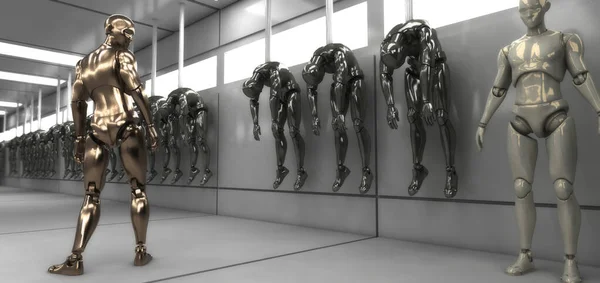 Визуализация Клонирование Гуманоидных Фигур — стоковое фото