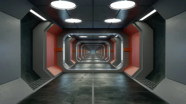 Render Futuristic Corridor Interior Design — Stock Photo, Image