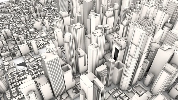 Render Aerial City Lines — Zdjęcie stockowe